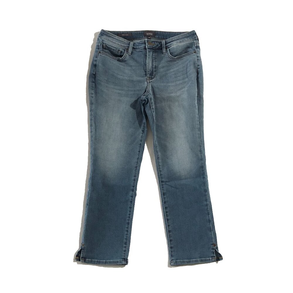 NYDJ Sheri Slim Jeans Womens 10P High Rise Lift Tuck Notch Hem Cropped Capri